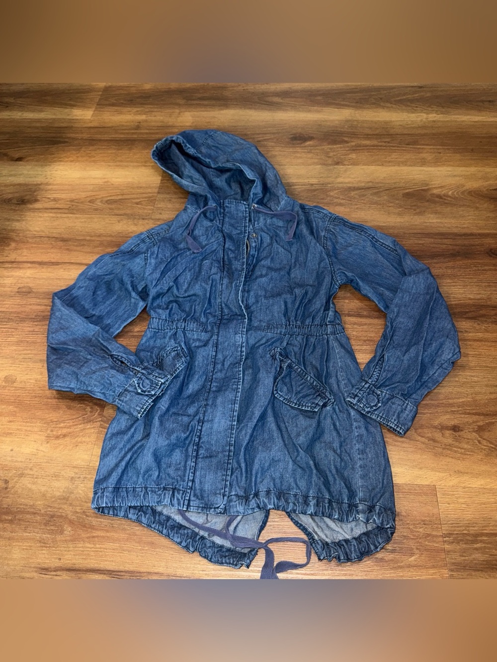American Rag Indigo Denim Utility Jacket with Drawstring Size XS